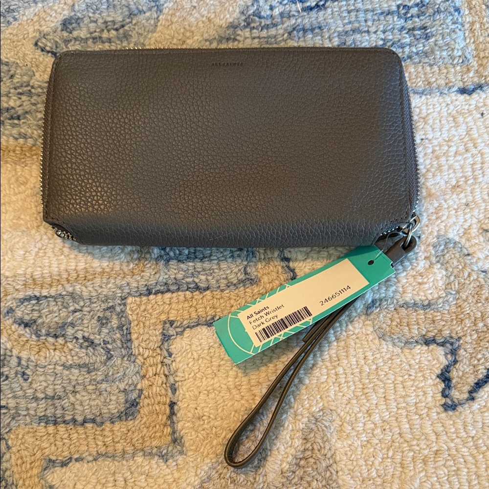 NWT All Saints Fetch Wristlet Dark Grey
